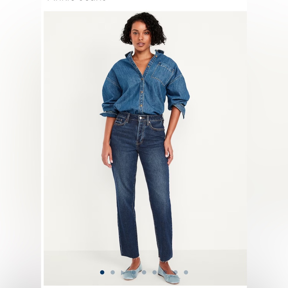 Old Navy High Rise OG Straight Leg Button-Fly Dark Wash Jeans